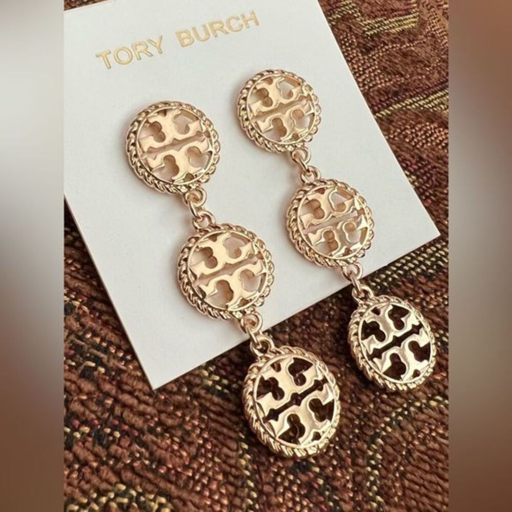 TORY BURCH• ROPE DISC TRIPLE EARRINGS